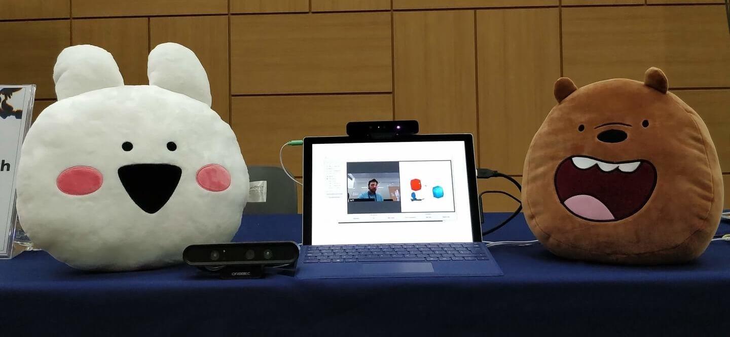 Eyeware: Sponsor & Exhibitor at the Human-Robot Interaction (HRI) 2019, Daegu, South Korea 3 Eyeware’s Gaze Sense 3D Demo Setup With Extremely Rabbit And Grizzly Bear