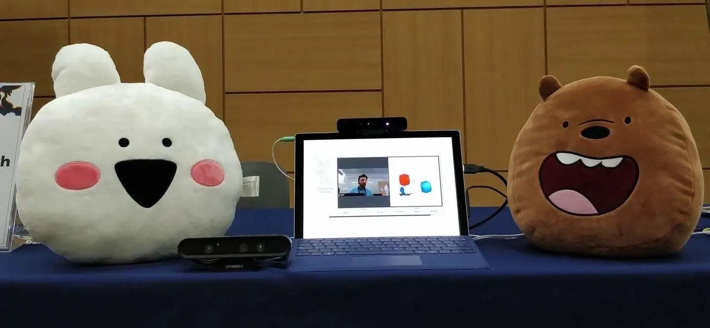 Eyeware: Sponsor & Exhibitor at the Human-Robot Interaction (HRI) 2019, Daegu, South Korea 3 Eyeware’s Gaze Sense 3D Demo Setup With Extremely Rabbit And Grizzly Bear